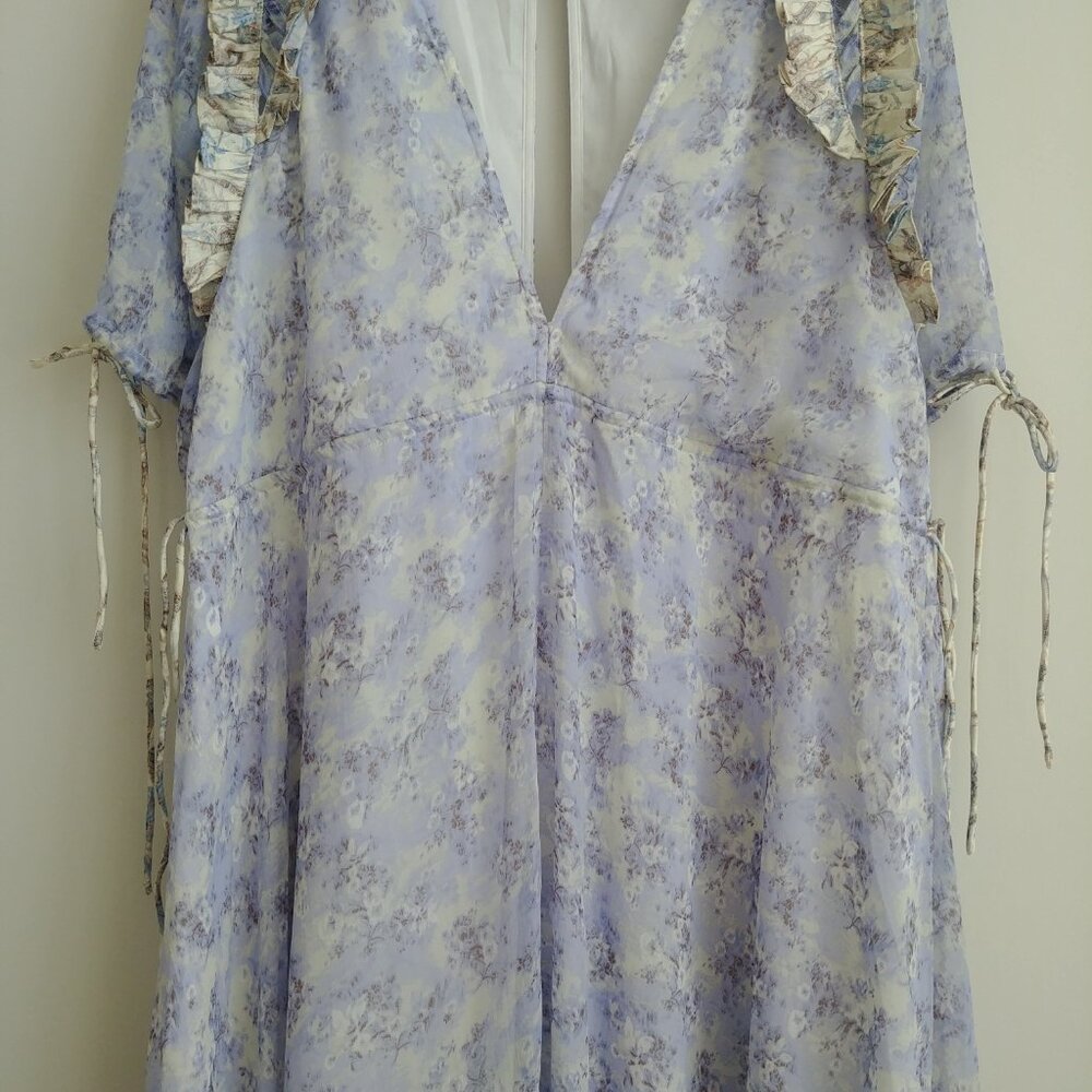 ASOS filmy blue midi dress with contrast ruffles and flounces size 8 - Picture 16 of 16